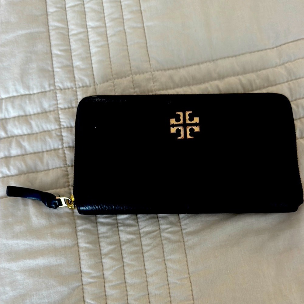 Tory Burch Black Wallet with Gold Logo